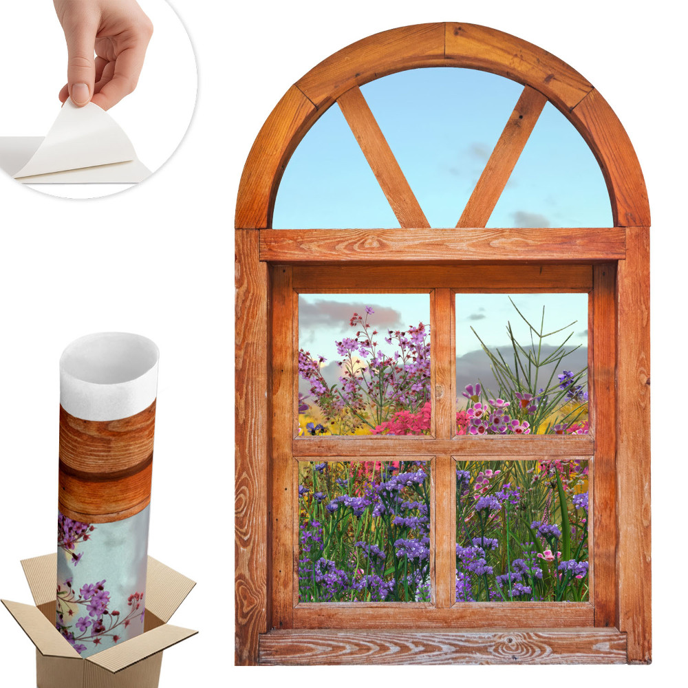 Samolepicí tapeta okno 39x60 Květinové okno