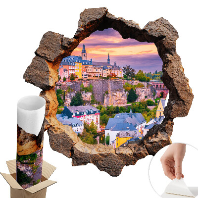 3D samolepka díra 60x60 Kamenné okno