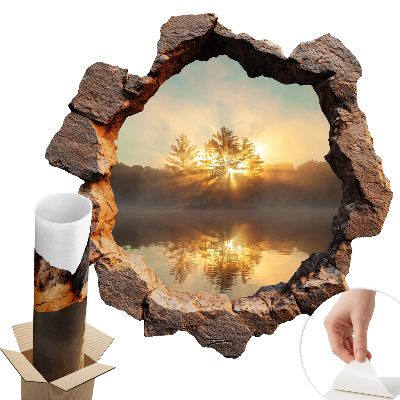 3D samolepka díra 60x60 Krajina skrz skály