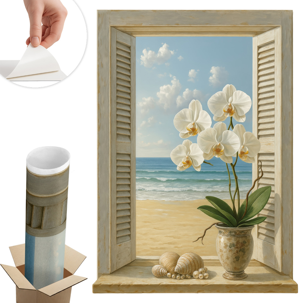 Samolepicí tapeta okno 43x60 Mořské okno