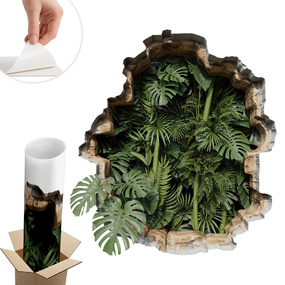 3D samolepka díra 55x60 Tropická příroda