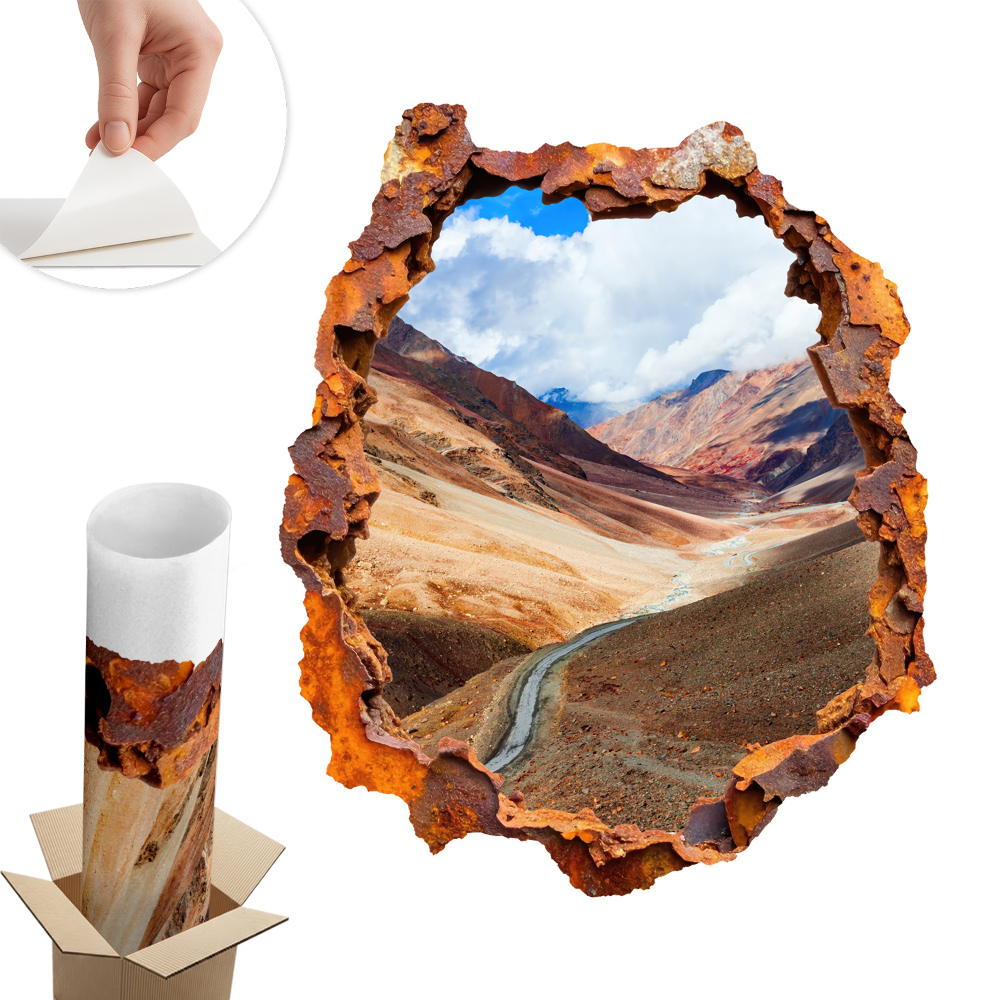 3D samolepka díra 50x60 Horská krajina