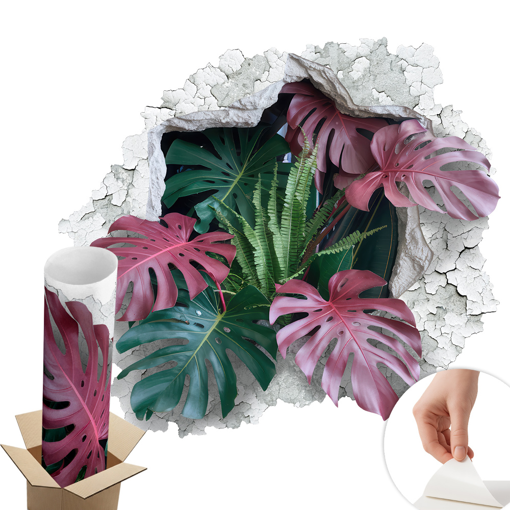 3D samolepka díra 60x54 Tropické složení