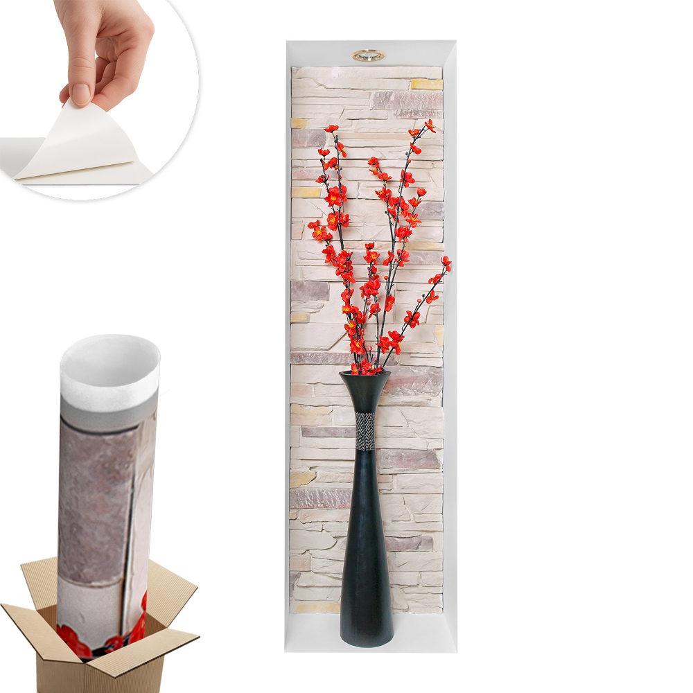 3D nálepka na zeď 18x60 Květiny a kameny