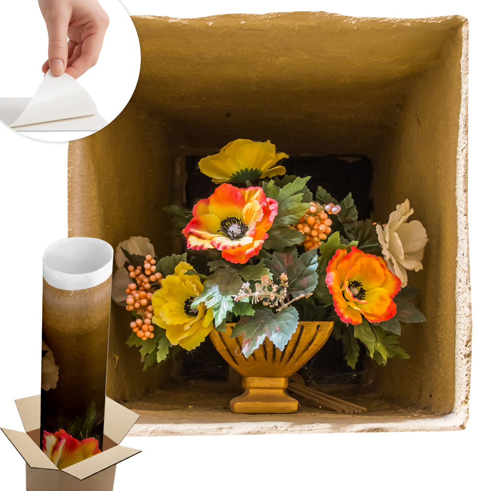 3D nálepka na zeď 57x60 Váza s květinami