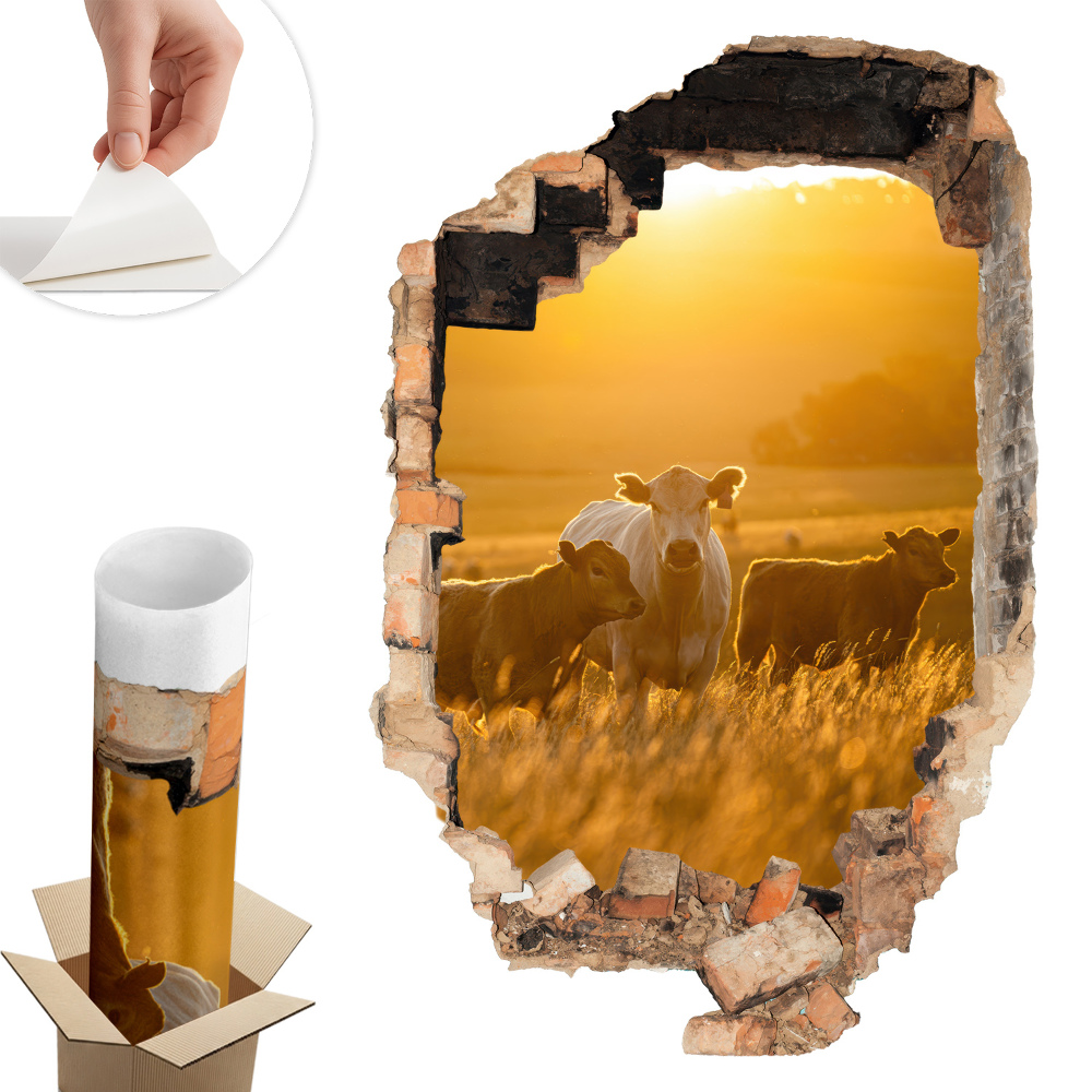 3D samolepka díra 53x80 Venkovská krajina