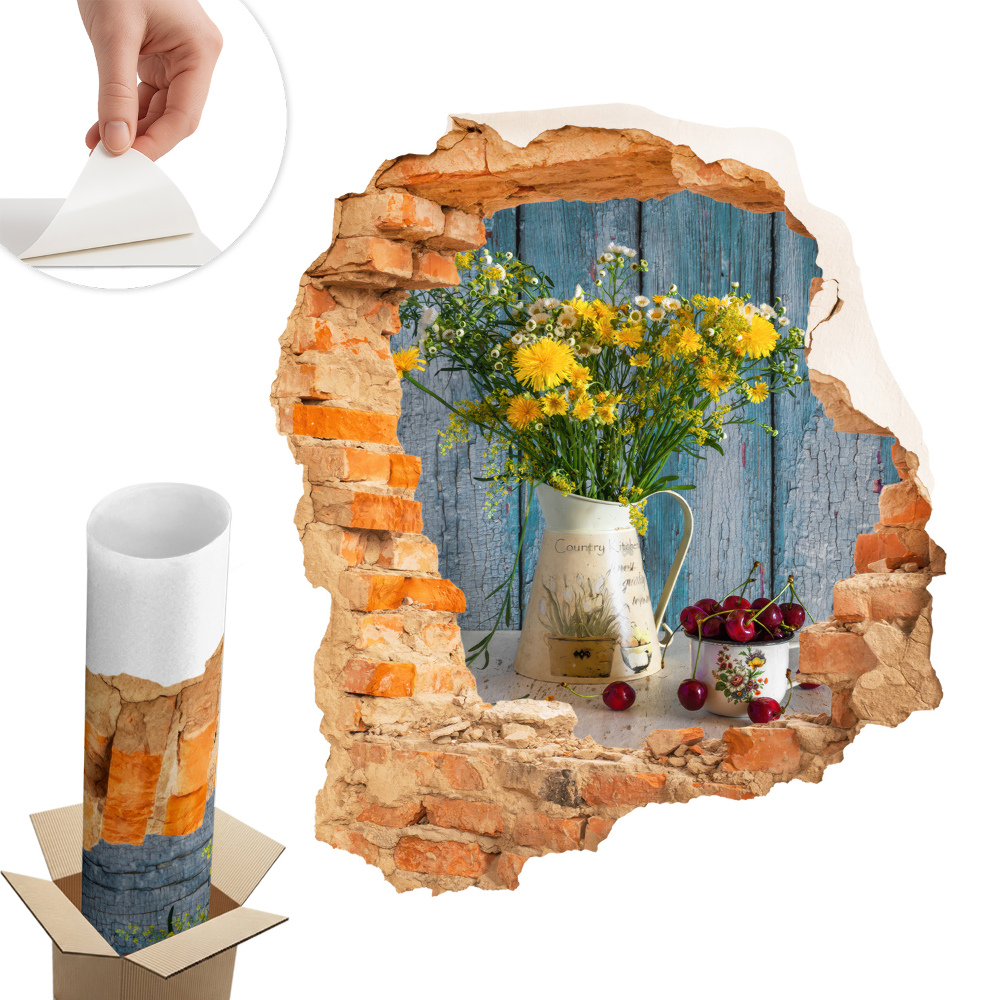 3D samolepka díra 68x80 Venkovská krajina