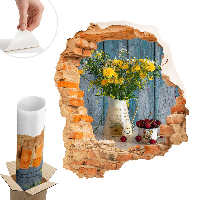 3D samolepka díra 68x80 Venkovská krajina