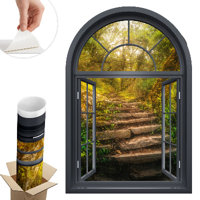 Samolepicí tapeta okno 54x80 Lesní okno