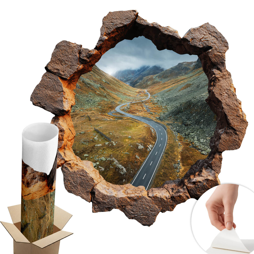 3D samolepka díra 80x79 Horská túra