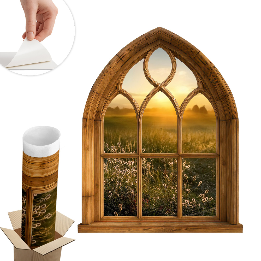 Samolepicí tapeta okno 64x80 Okno Krajina