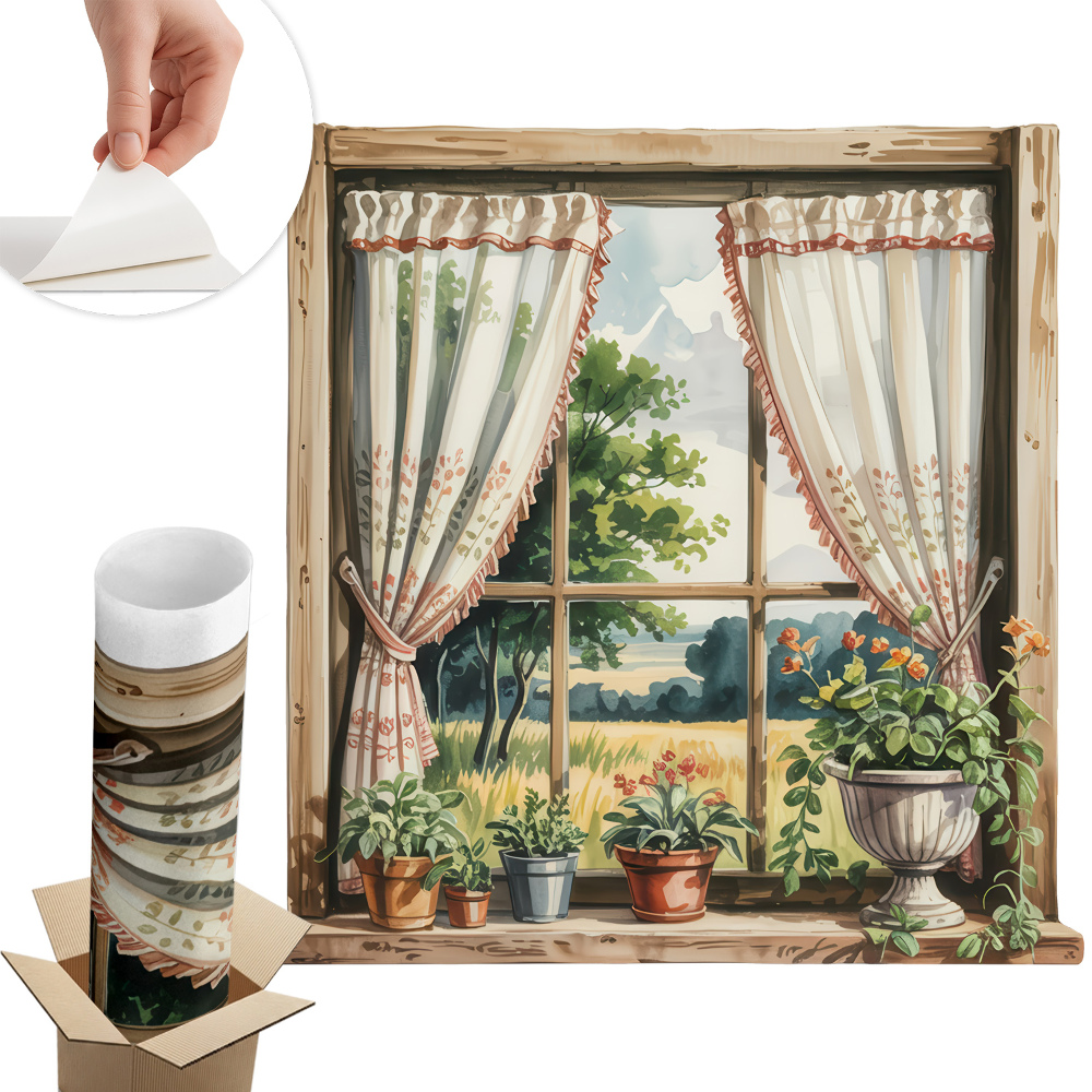 Samolepicí tapeta okno 78x80 Idylické okno