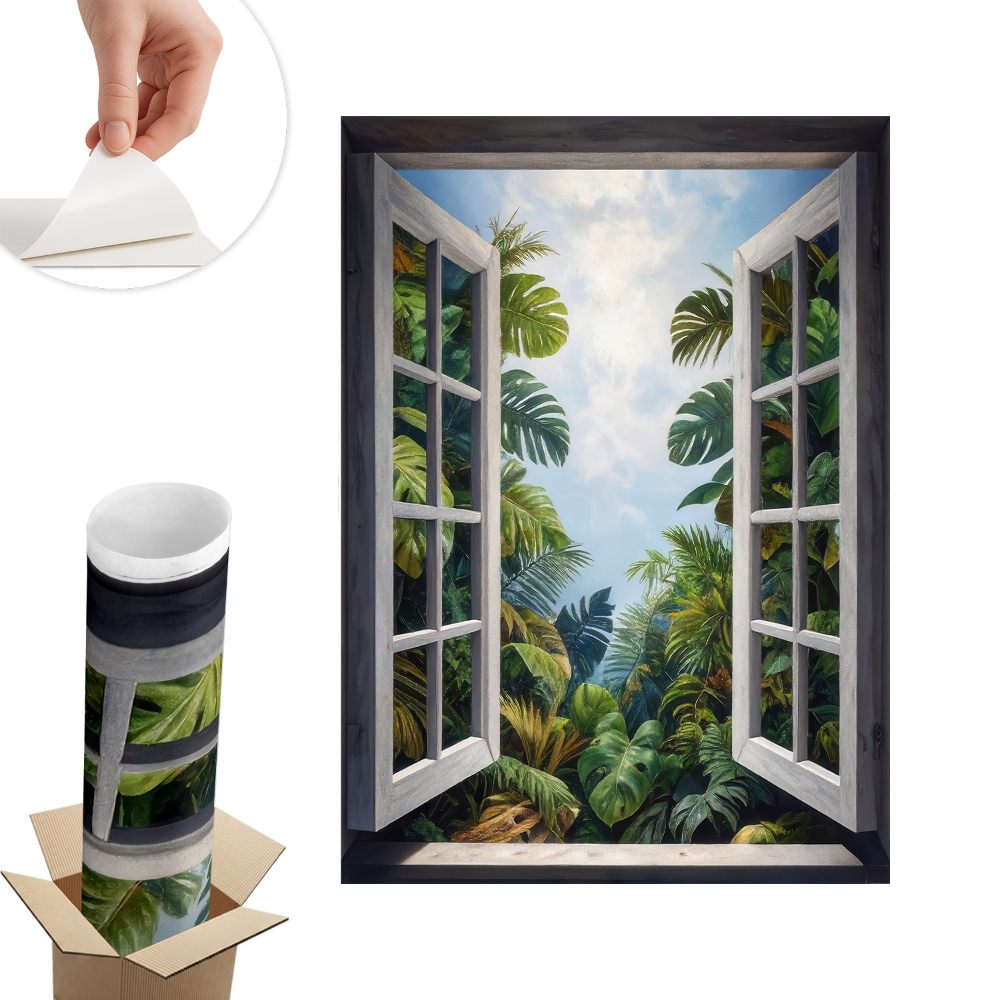 Samolepicí tapeta okno 58x80 Exotický výhled