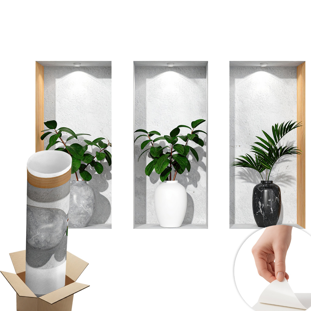 3D nálepka na zeď 80x50 Rostlinné výklenky