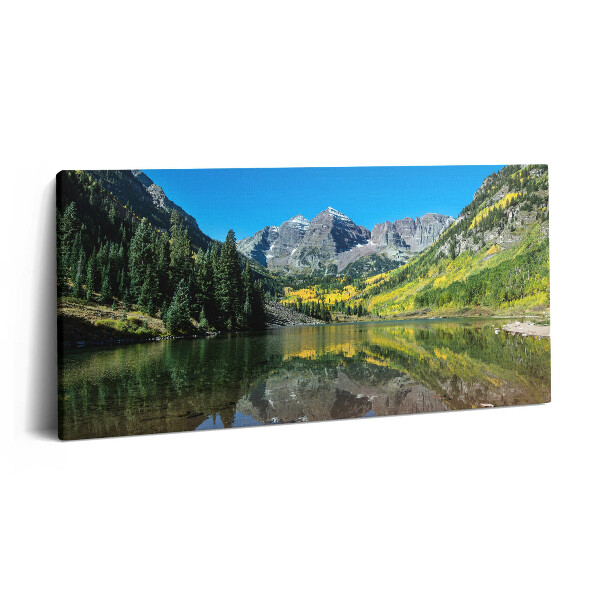 Obraz na plátně 100x50 cm Hory a lesy u jezera