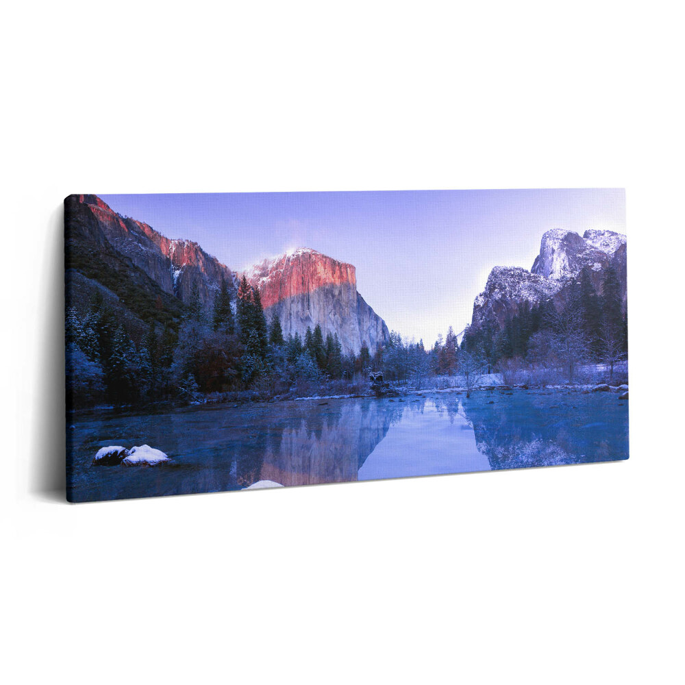 Obraz z fotografie na plátně 100x50 cm Zimní krajina jezera