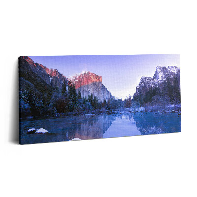 Obraz z fotografie na plátně 100x50 cm Zimní krajina jezera