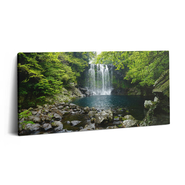 Obraz z fotografie na plátně 100x50 cm Vodopád a řeka mezi stromy