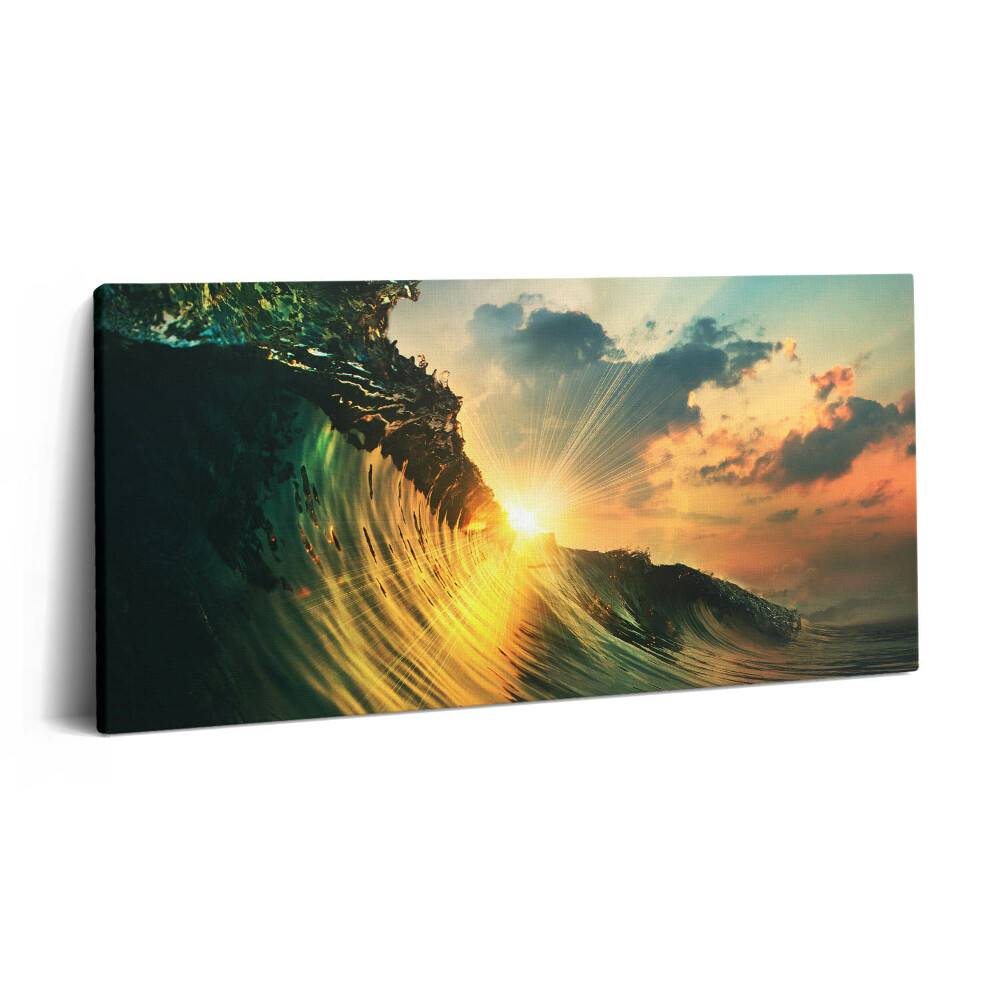 Obraz z fotografie na plátně 100x50 cm Mořská vlna a západ slunce