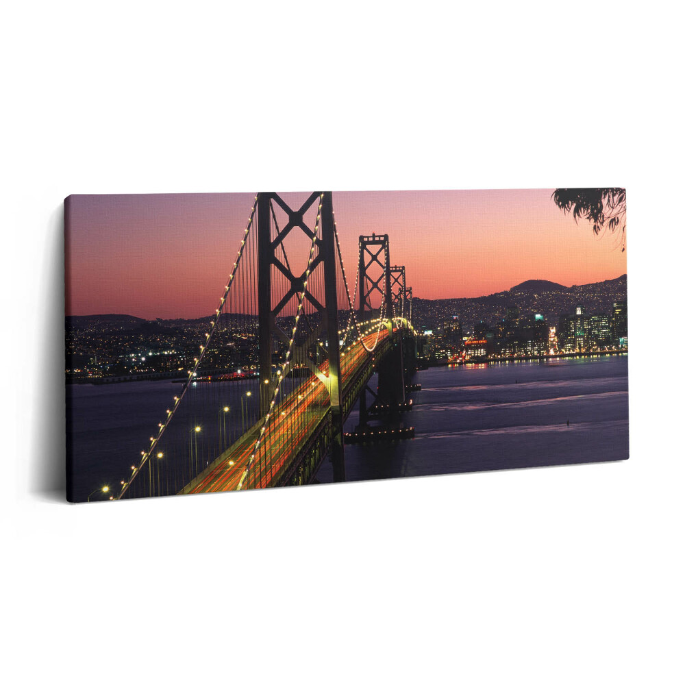 Obraz na plátně 100x50 cm Sanfranciský most a západ slunce