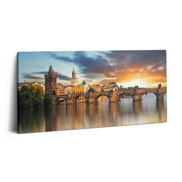 Obraz z fotografie na plátně 100x50 cm Panorama města a mostu