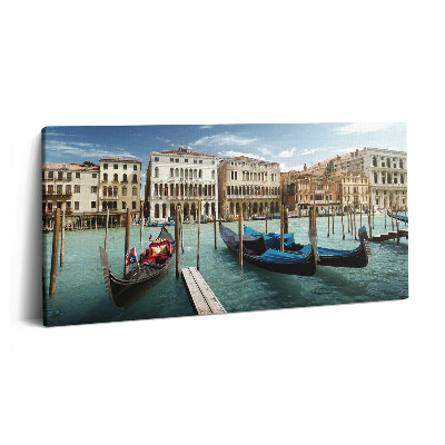 Obraz z fotografie na plátně 100x50 cm Gondoly Benátky Itálie