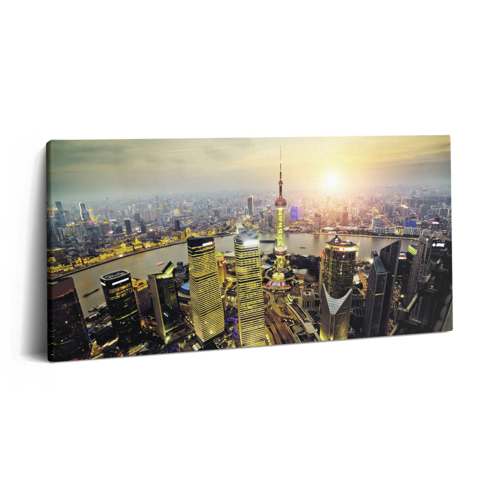 Obraz canvas 100x50 cm Šanghaj v noci