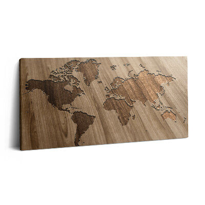 Obraz z fotografie na plátně 100x50 cm Mapa světa na dřevě