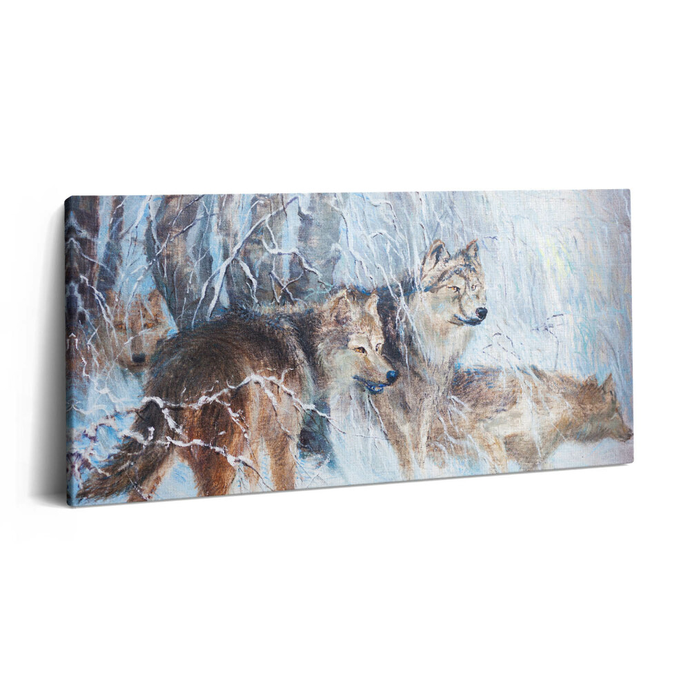 Obraz canvas 100x50 cm Kresba vlků v lese