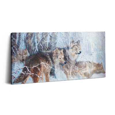 Obraz canvas 100x50 cm Kresba vlků v lese