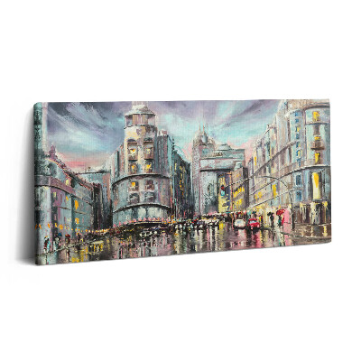 Obraz na plátně 100x50 cm Deštivé město - procházka v dešti