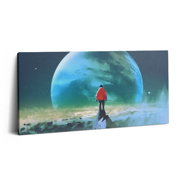 Obraz z fotografie na plátně 100x50 cm Člověk na Měsíci