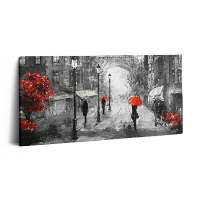 Obraz z fotografie na plátně 100x50 cm Ulice Paříže a Eiffelova věž