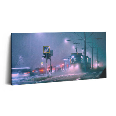 Obraz na plátně 100x50 cm Varšava v noční mlze