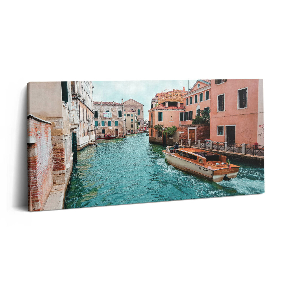 Obraz na plátně 100x50 cm Motorový člun na řece