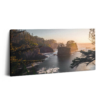 Obraz canvas 100x50 cm Krajina skal a západ slunce