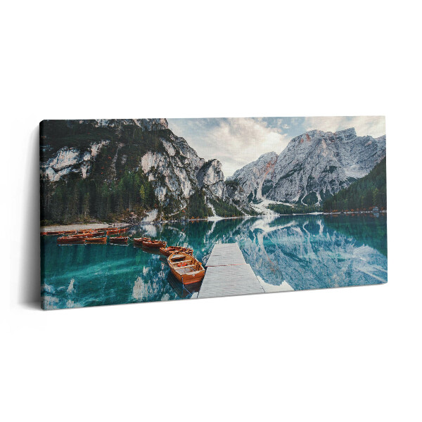Obraz canvas 120x60 cm Loďka na jezeře v horách