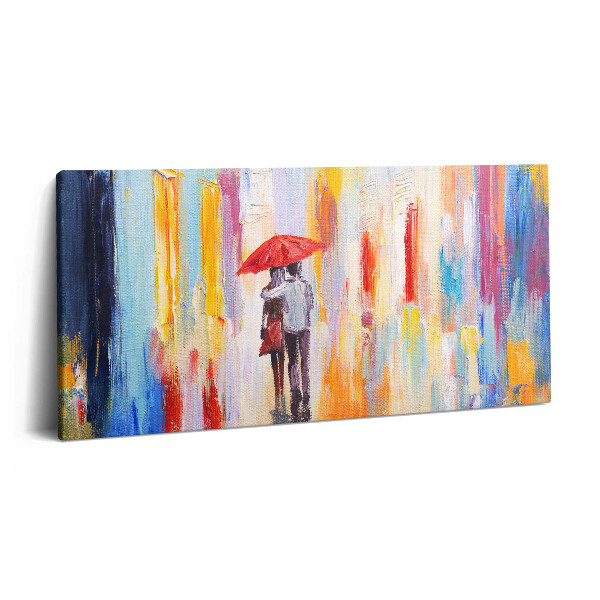 Obraz na plátně 120x60 cm Koncept abstraktního světa - pár v dešti