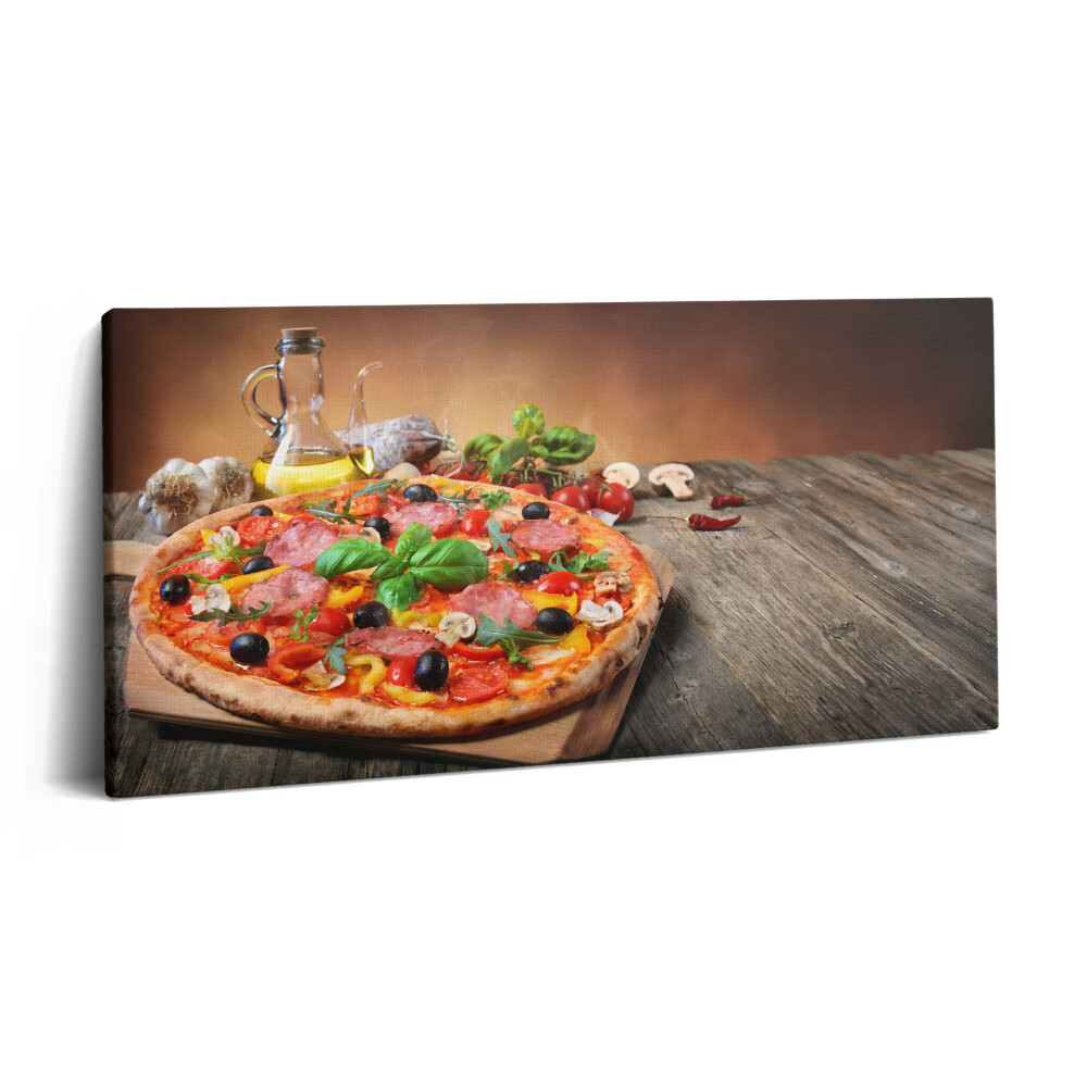 Obraz canvas 120x60 cm Italská pizza s olivovým olejem