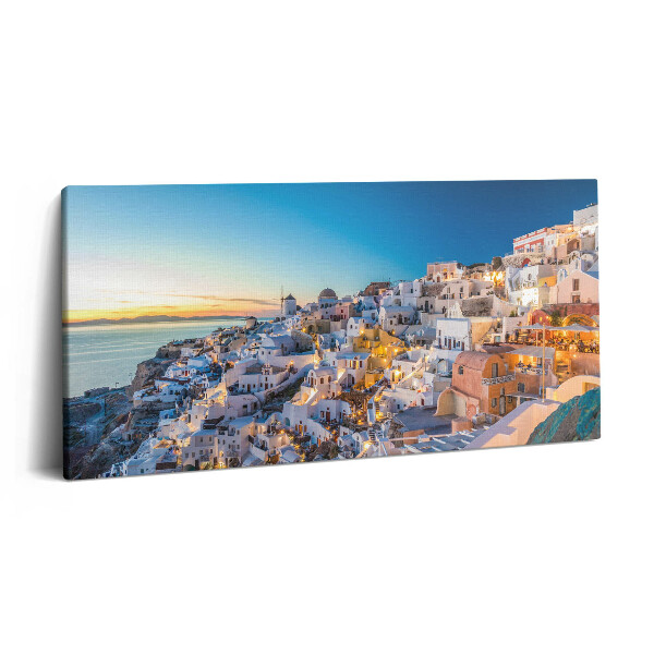 Obraz na plátně 120x60 cm Západ slunce na Santorini