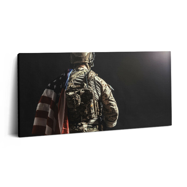 Obraz na plátně 120x60 cm Voják s vlajkou