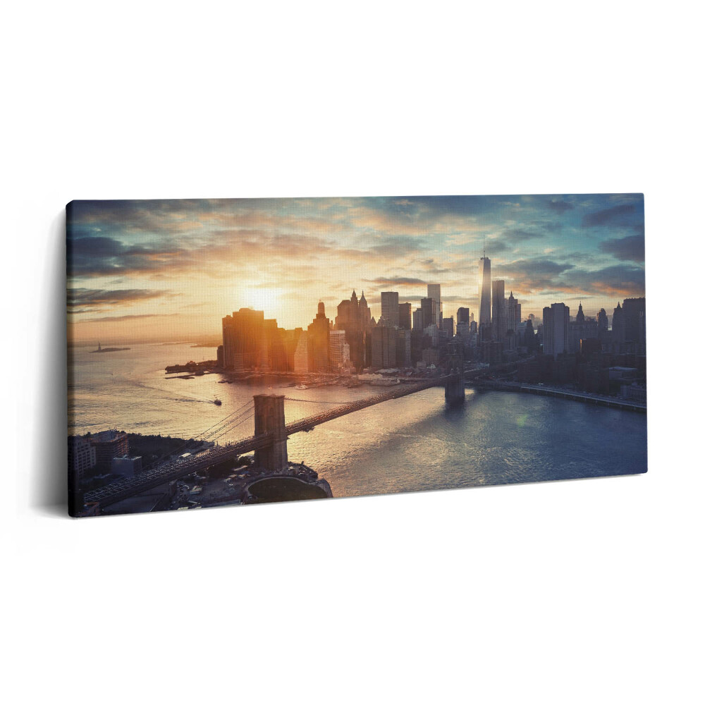 Obraz na plátně 120x60 cm Newyorský Manhattan a západ slunce