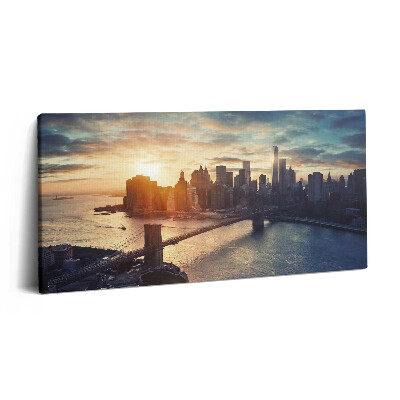 Obraz na plátně 120x60 cm Newyorský Manhattan a západ slunce