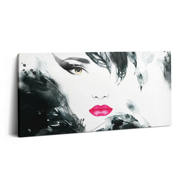Obraz z fotografie na plátně 120x60 cm Portrét ženy s červenými rty