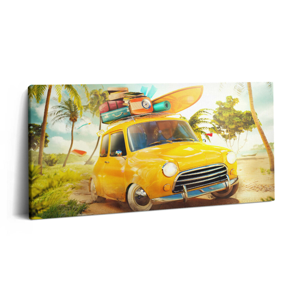 Obraz canvas 120x60 cm Auto se surfovacím prknem