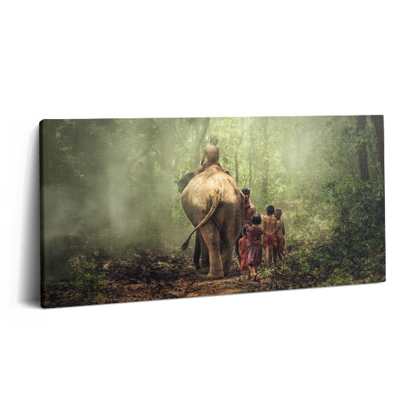 Obraz na plátně 120x60 cm Děti a slon