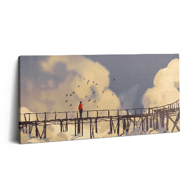 Obraz z fotografie na plátně 120x60 cm Muž na starém mostě