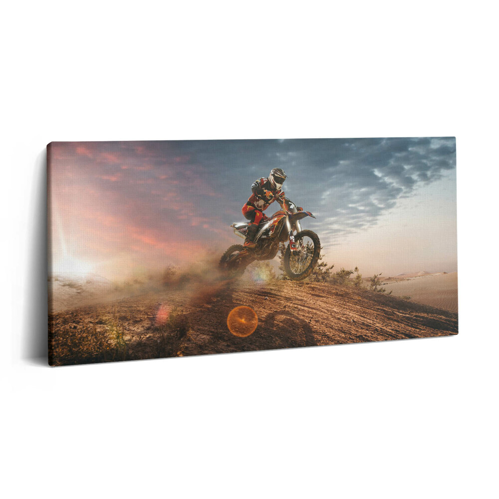 Obraz canvas 120x60 cm Muž na motorce a v poušti
