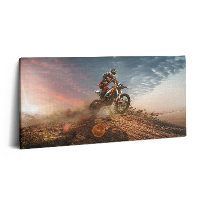 Obraz canvas 120x60 cm Muž na motorce a v poušti
