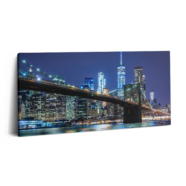 Obraz canvas 120x60 cm Brooklynský most v New Yorku v noci